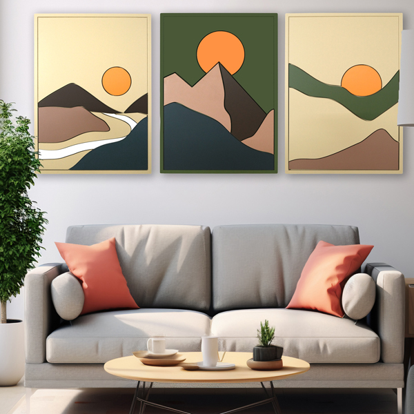 Abstract Mountain Set 3 lü set Tablo - 2