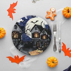 Halloween Blue Castle Servis Tabağı 26Cm - TepeHome (1)