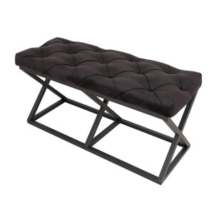 Simsiyah Kapitone Bench Puf - TepeHome