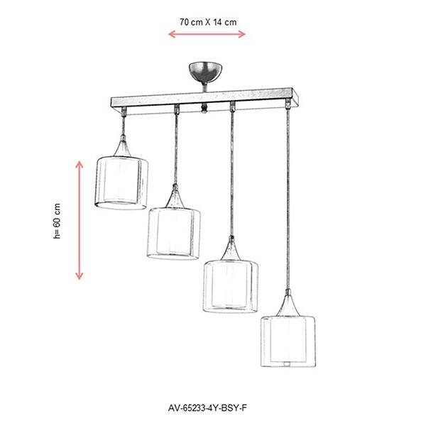 Av-65233-4Y-Bsy-F Siyah Modern Avize - 2