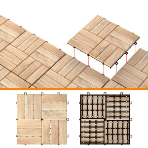 Teak Karo Deck 30X30 Cm 12 Çıtalı 10 Ad - TepeHome