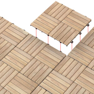 Teak Karo Deck 30X30 Cm 20 Çıtalı 10 Ad - TepeHome